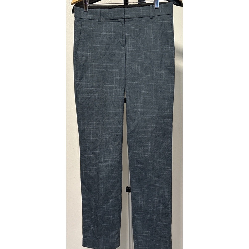 Ann Taylor Ankle Plaid Pants Womens Size 2 Mid Rise Slim Leg Blue Was $87
